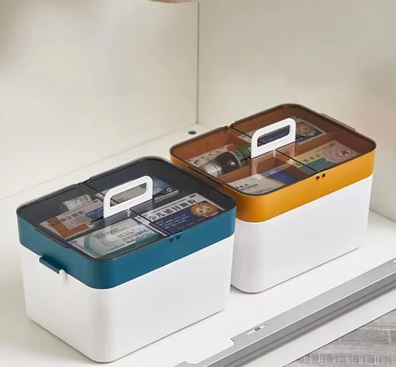 جعبه کمک های اولیه دو لایه پلاستیکی SKYISOK، جعبه دارویی با ظرفیت بزرگ، جعبه کمک های اولیه چند منظوره برای خانواده (زرد) جعبه کمک های اولیه دو لایه پلاستیکی SKYISOK، جعبه دارویی با ظرفیت بزرگ، جعبه کمک های اولیه چند منظوره برای خانواده (زرد)