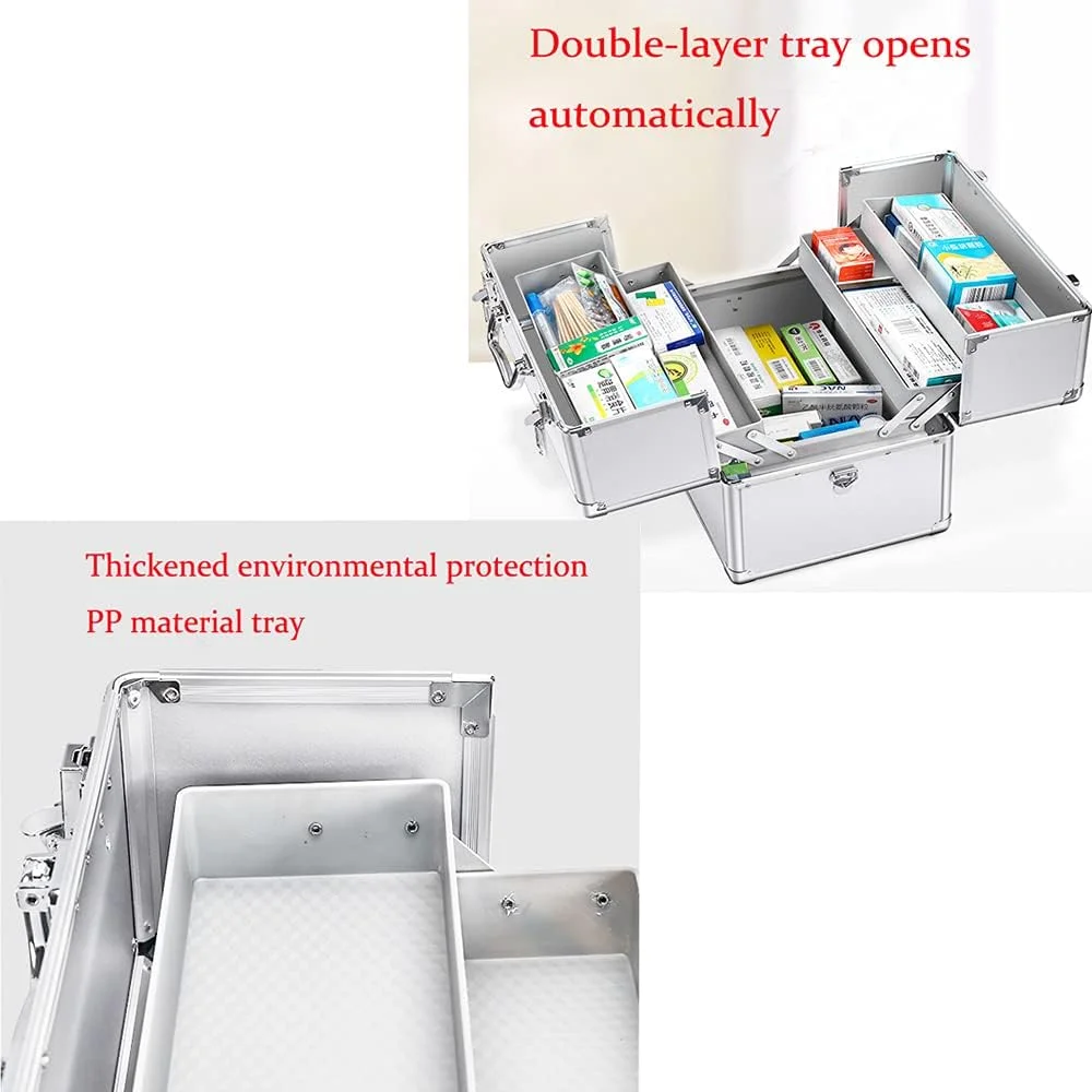جعبه کمک های اولیه QA، کابینت نگهداری دارو پلاستیکی 3 طبقه، جعبه داروی اورژانس خانوادگی، لوازم پزشکی دسته دار قابل حمل با محفظه و دسته (نقره ای) جعبه کمک های اولیه QA، کابینت نگهداری دارو پلاستیکی 3 طبقه، جعبه داروی اورژانس خانوادگی، لوازم پزشکی دسته دار قابل حمل با محفظه و دسته (نقره ای)