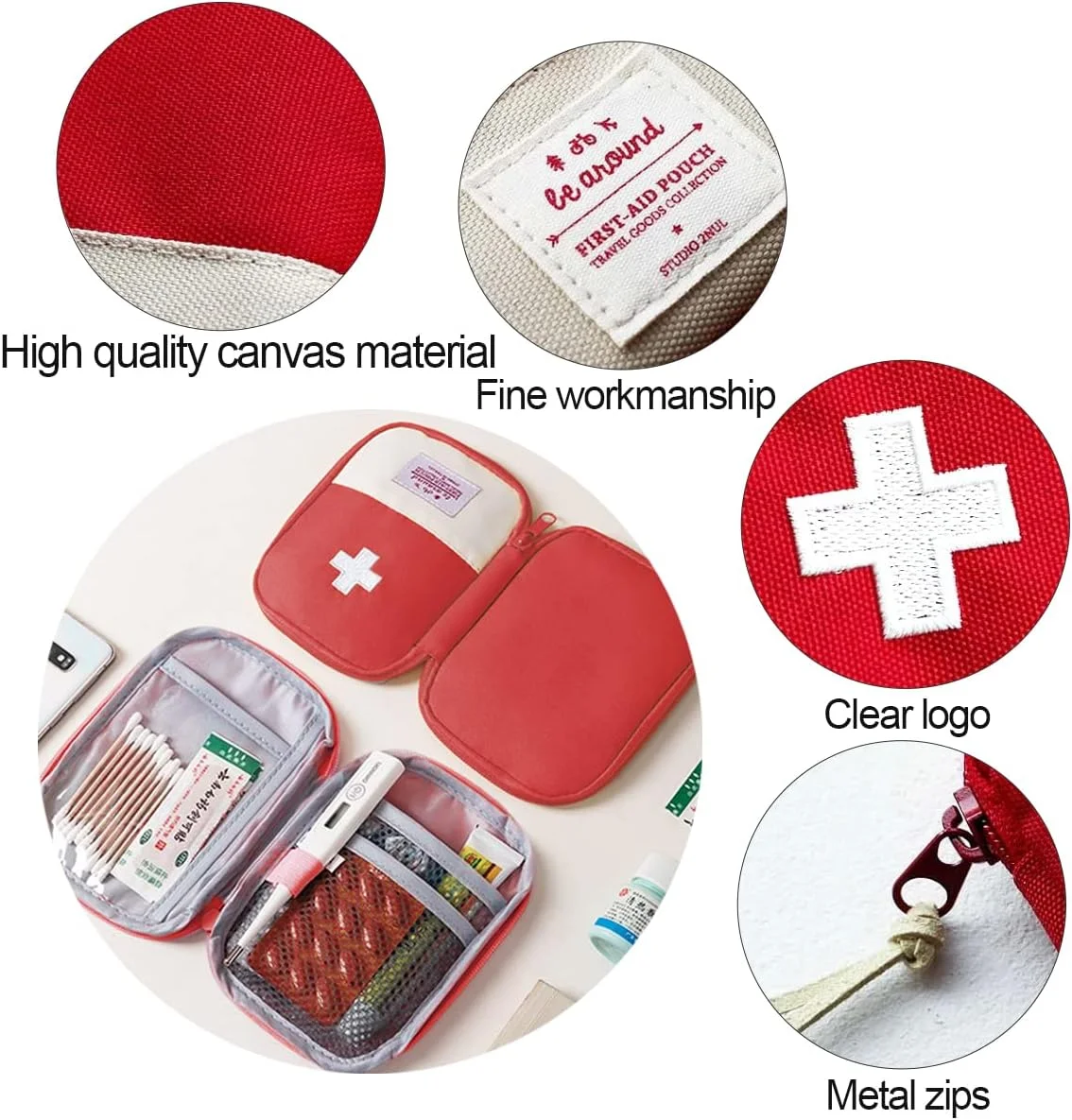 کیف کمک های اولیه کوچک مسافرتی، بسته 2 عددی کیف نگهداری کیت کمک های اولیه کوچک قابل حمل برای جعبه های دارو، کیف نجات خالی کیت های پزشکی قابل استفاده مجدد برای فعالیت های ورزشی کمپینگ پیاده روی فعالیت های اضطراری در فضای باز