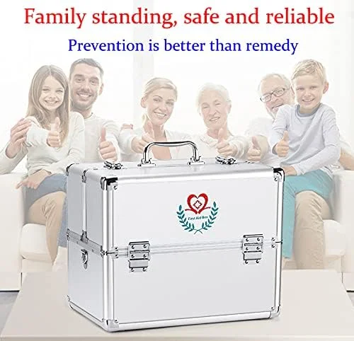 جعبه کمک های اولیه QA، کابینت نگهداری دارو پلاستیکی 3 طبقه، جعبه داروی اورژانس خانوادگی، لوازم پزشکی دسته دار قابل حمل با محفظه و دسته (نقره ای) جعبه کمک های اولیه QA، کابینت نگهداری دارو پلاستیکی 3 طبقه، جعبه داروی اورژانس خانوادگی، لوازم پزشکی دسته دار قابل حمل با محفظه و دسته (نقره ای)