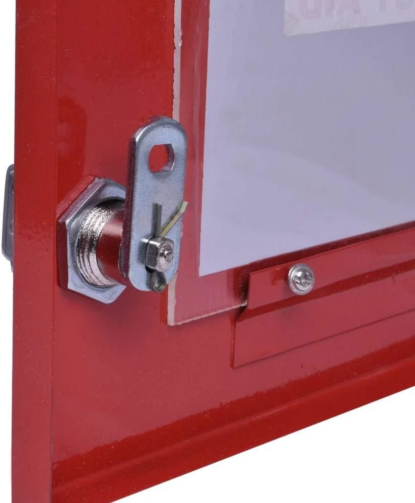 جعبه کمک های اولیه پلنتکس / جعبه پزشکی / جعبه کمک های اولیه اضطراری / جعبه نگهداری دارو برای خانه، مدرسه و دفتر با محفظه های متعدد - (قرمز و عاجی) - نصب دیواری - فلز GI