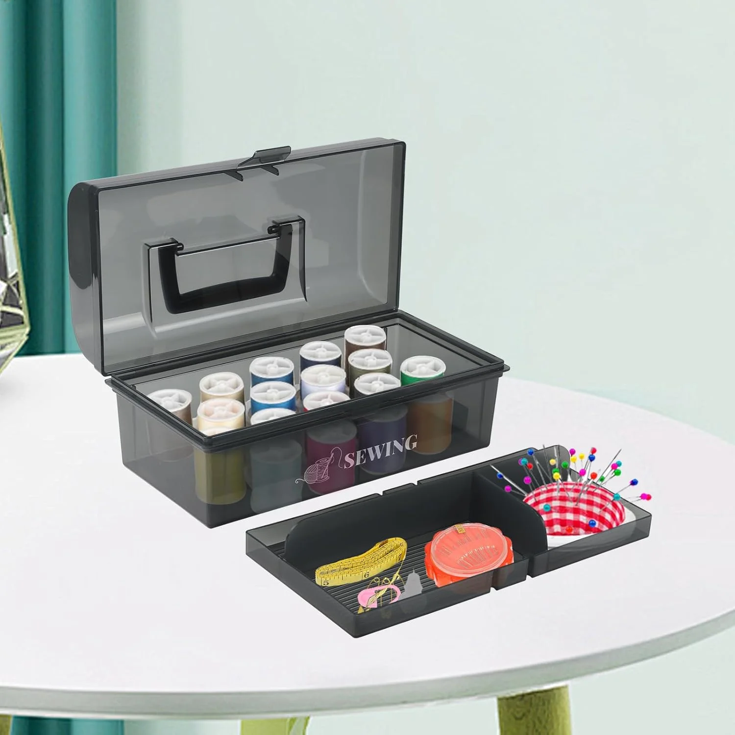 جعبه خیاطی 10 اینچی Mowhut، سبد خیاطی 2 طبقه، جعبه ذخیره سازی کیت خیاطی خالی با سینی قابل جابجایی برای جعبه ابزار تاشو/جعبه هنر و صنایع دستی/سازمان دهنده لوازم خیاطی/جعبه دارو/جعبه کمک های اولیه خانواده جعبه خیاطی 10 اینچی Mowhut، سبد خیاطی 2 طبقه، جعبه ذخیره سازی کیت خیاطی خالی با سینی قابل جابجایی برای جعبه ابزار تاشو/جعبه هنر و صنایع دستی/سازمان دهنده لوازم خیاطی/جعبه دارو/جعبه کمک های اولیه خانواده