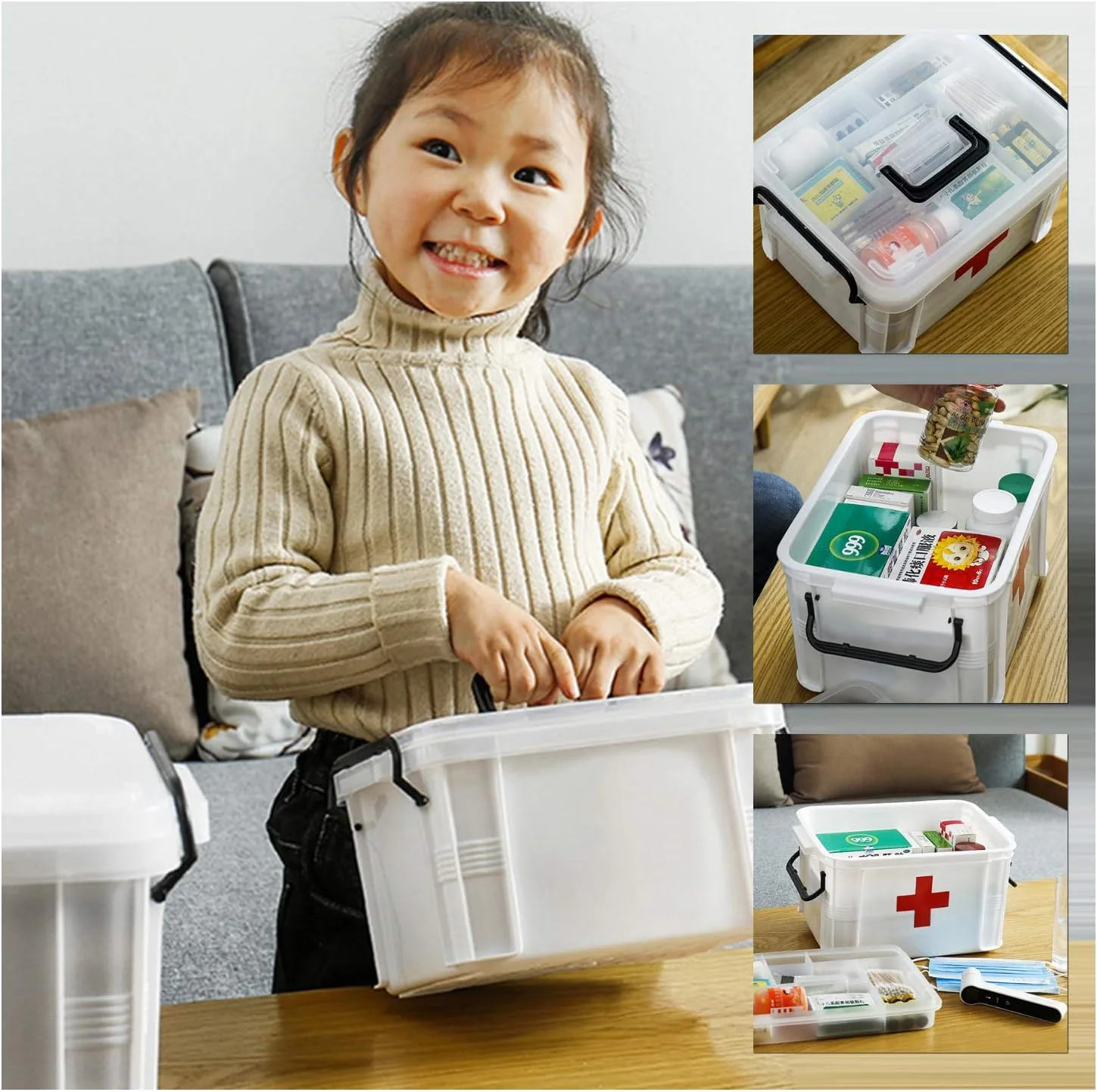 جعبه کمک های اولیه مستطیلی میکروفایبر (27.7x38.5x22cm) چند لایه قابل حمل جعبه کمک های اولیه مستطیلی میکروفایبر (27.7x38.5x22cm) چند لایه قابل حمل