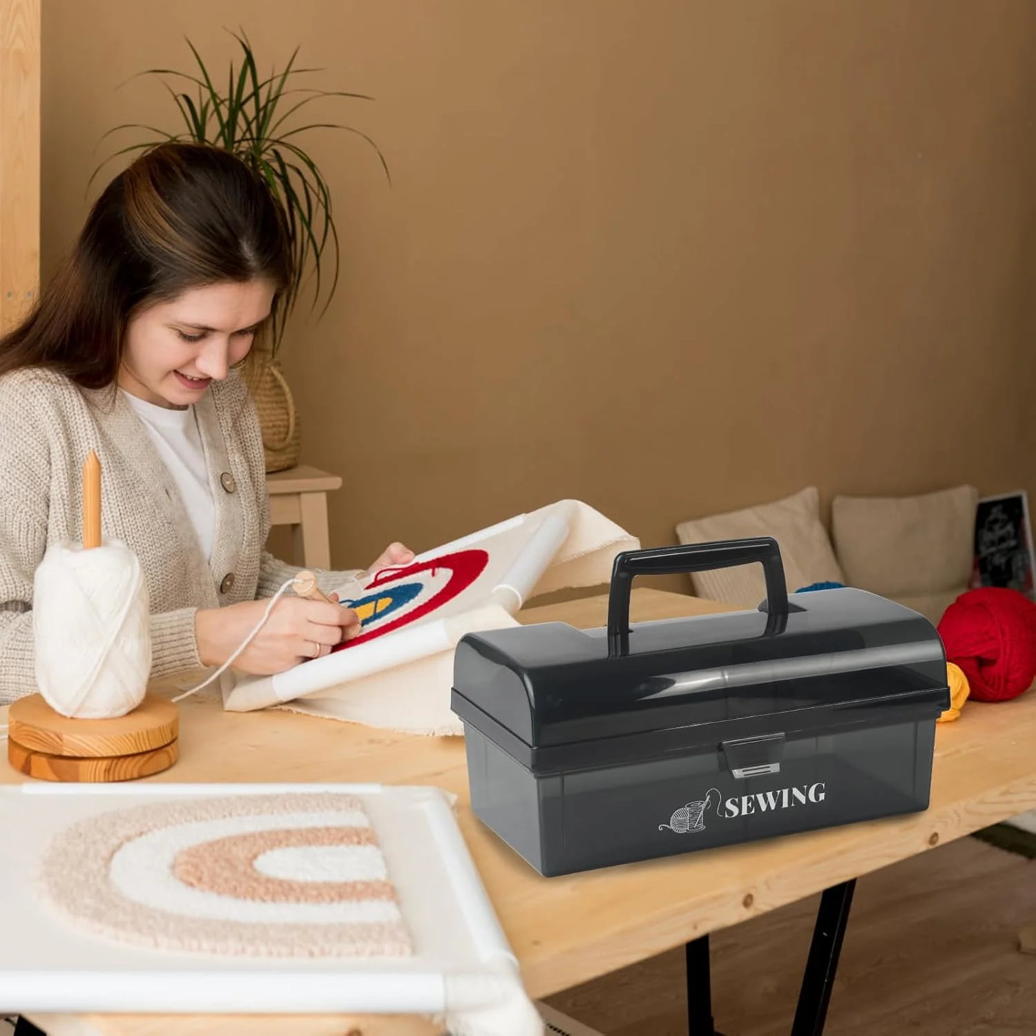 جعبه خیاطی 10 اینچی Mowhut، سبد خیاطی 2 طبقه، جعبه ذخیره سازی کیت خیاطی خالی با سینی قابل جابجایی برای جعبه ابزار تاشو/جعبه هنر و صنایع دستی/سازمان دهنده لوازم خیاطی/جعبه دارو/جعبه کمک های اولیه خانواده جعبه خیاطی 10 اینچی Mowhut، سبد خیاطی 2 طبقه، جعبه ذخیره سازی کیت خیاطی خالی با سینی قابل جابجایی برای جعبه ابزار تاشو/جعبه هنر و صنایع دستی/سازمان دهنده لوازم خیاطی/جعبه دارو/جعبه کمک های اولیه خانواده