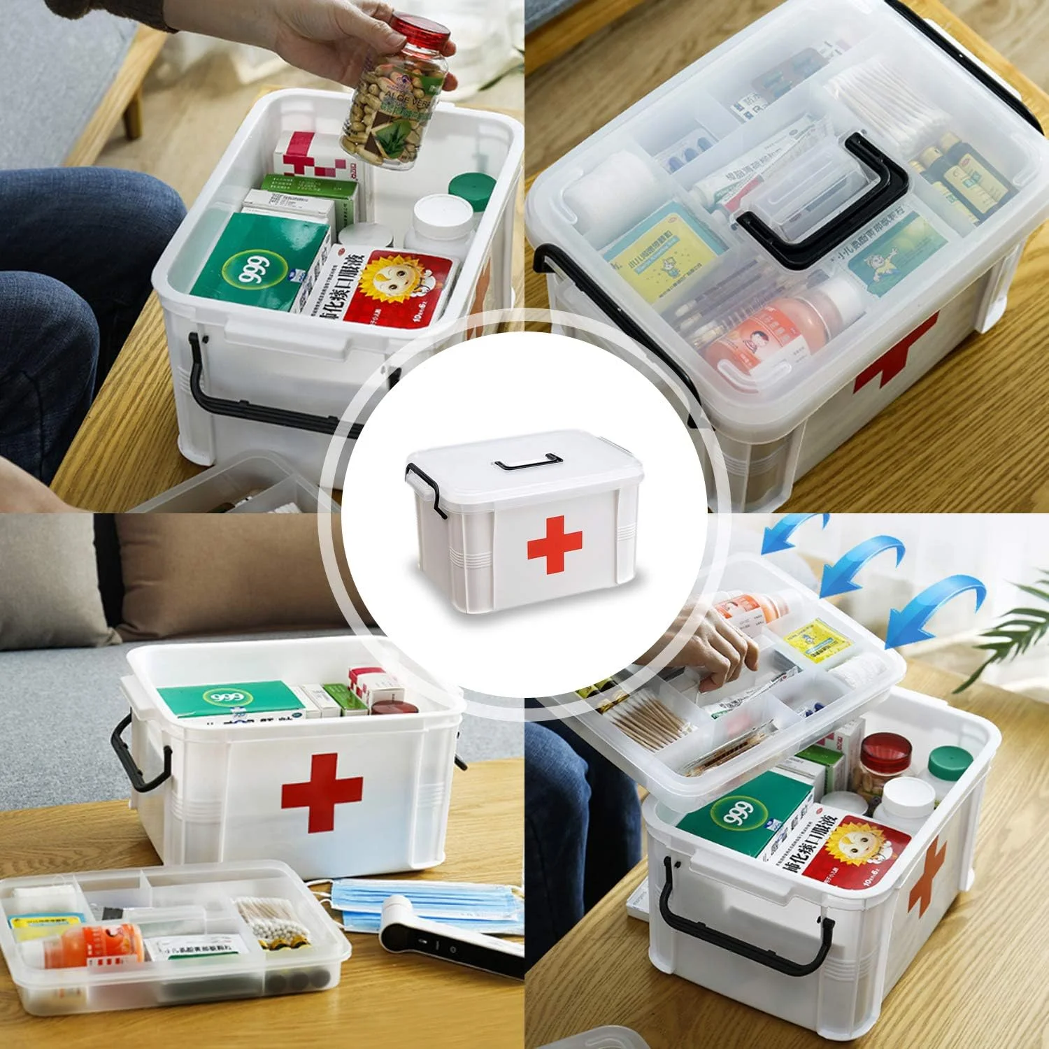 جعبه کمک های اولیه مستطیلی میکروفایبر (27.7x38.5x22cm) چند لایه قابل حمل جعبه کمک های اولیه مستطیلی میکروفایبر (27.7x38.5x22cm) چند لایه قابل حمل