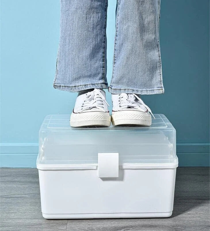 جعبه دارو Daomei، جعبه نگهداری دارو پلاستیکی، جعبه کمک های اولیه اضطراری خانوادگی، جعبه کمک های اولیه خانگی 3 طبقه، جعبه داروی ضد کودک، سازمان دهنده جعبه قرص با محفظه (سفید)