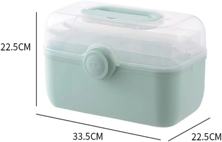 جعبه نگهداری دارو پزشکی پلاستیکی Mofish، جعبه سازمان دهنده داروی شفاف، جعبه کمک های اولیه اضطراری خانگی با محفظه و دسته قابل حمل برای لوازم هنری، صنایع دستی، لوازم آرایشی حمام (سبز، XL)