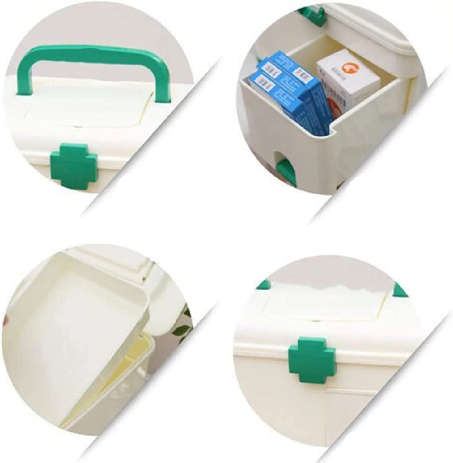 جعبه کمک های اولیه MixColours، طراحی 3 لایه 5 محفظه، جعبه دارویی چند منظوره قابل حمل، جعبه نگهداری دارو خانگی - سبز