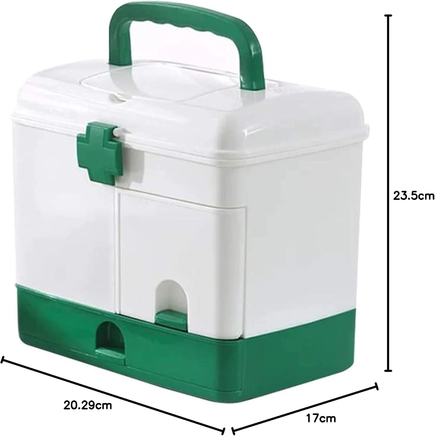 جعبه کمک های اولیه MixColours، طراحی 3 لایه 5 محفظه، جعبه دارویی چند منظوره قابل حمل، جعبه نگهداری دارو خانگی - سبز