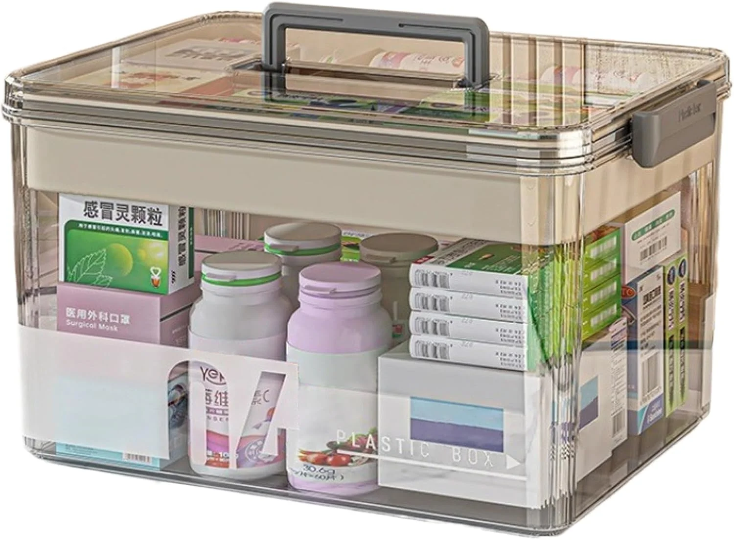 جعبه نظم دهنده داروهای خانگی برای مسافرت های خانوادگی، جعبه نگهداری دارویی پلاستیکی با درب و دسته، جعبه دارویی 2 لایه با محفظه (مشکی شفاف) جعبه نظم دهنده داروهای خانگی برای مسافرت های خانوادگی، جعبه نگهداری دارویی پلاستیکی با درب و دسته، جعبه دارویی 2 لایه با محفظه (مشکی شفاف)