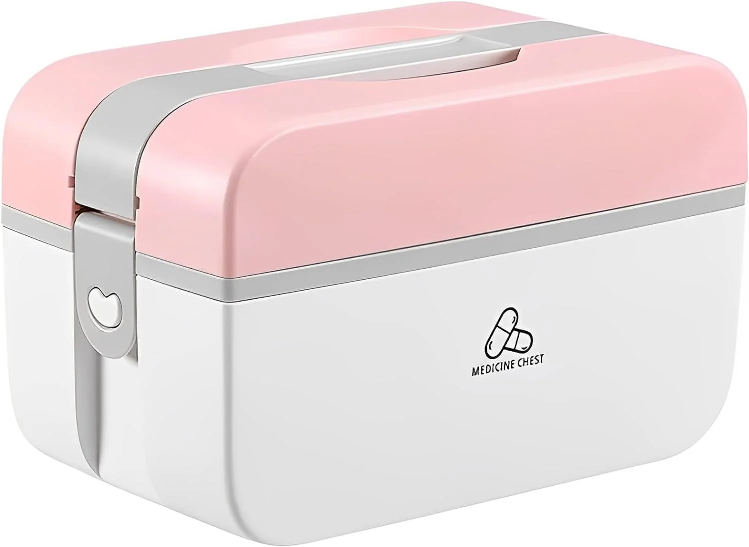 جعبه کمک های اولیه McMola، جعبه نگهداری دارو، جعبه داروی خانگی، سازمان دهنده جعبه کمک های اولیه، صورتی، با محفظه، جعبه نگهداری دارو قابل حمل (سایز: کوچک)