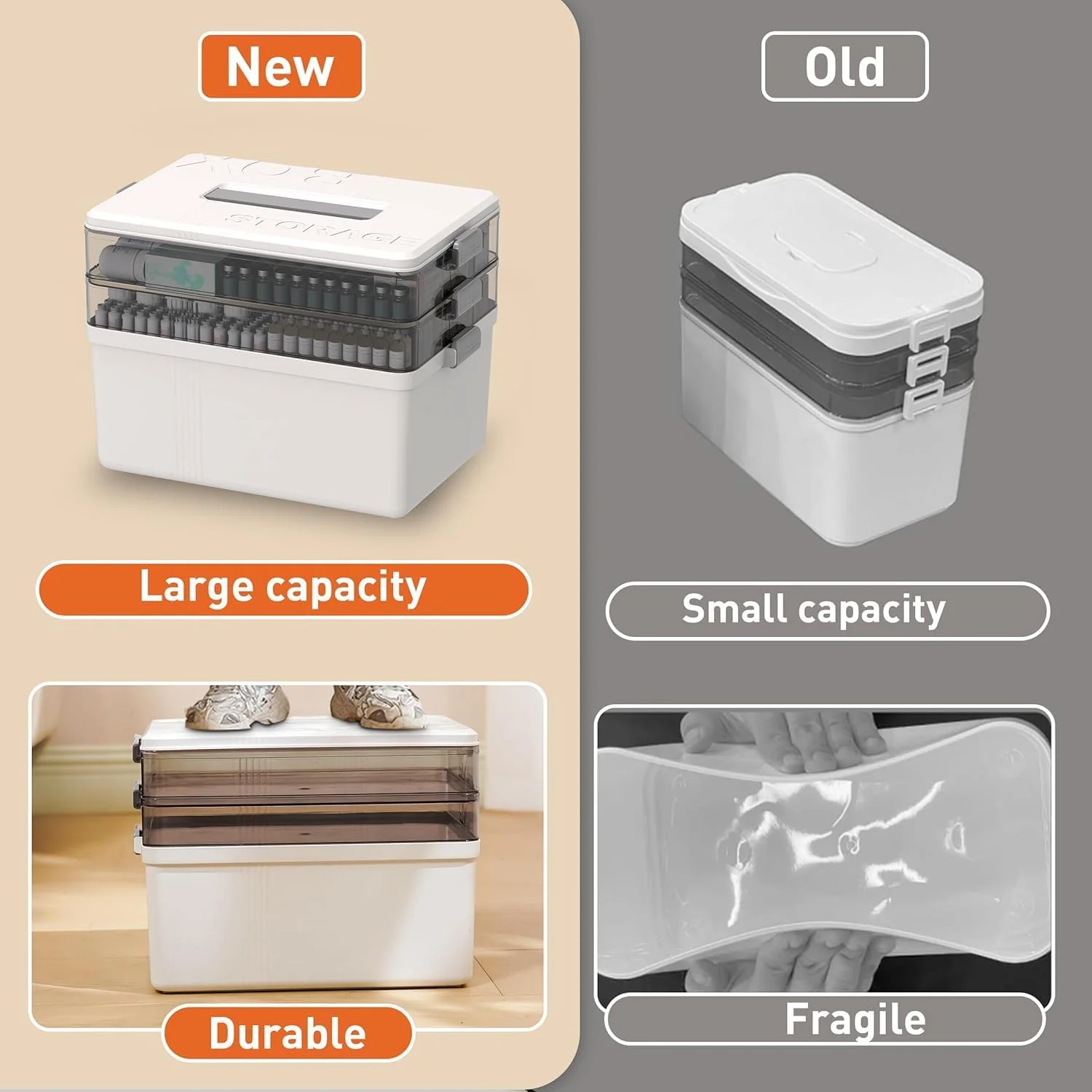 جعبه سازمان دهنده دارو با دسته، جعبه کمک های اولیه قابل حمل 3 طبقه برای قرص، کابینت پزشکی جمع و جور برای خانه، محل کار، مسافرت، ماشین و مدرسه، چند محفظه، سبک وزن جعبه سازمان دهنده دارو با دسته، جعبه کمک های اولیه قابل حمل 3 طبقه برای قرص، کابینت پزشکی جمع و جور برای خانه، محل کار، مسافرت، ماشین و مدرسه، چند محفظه، سبک وزن