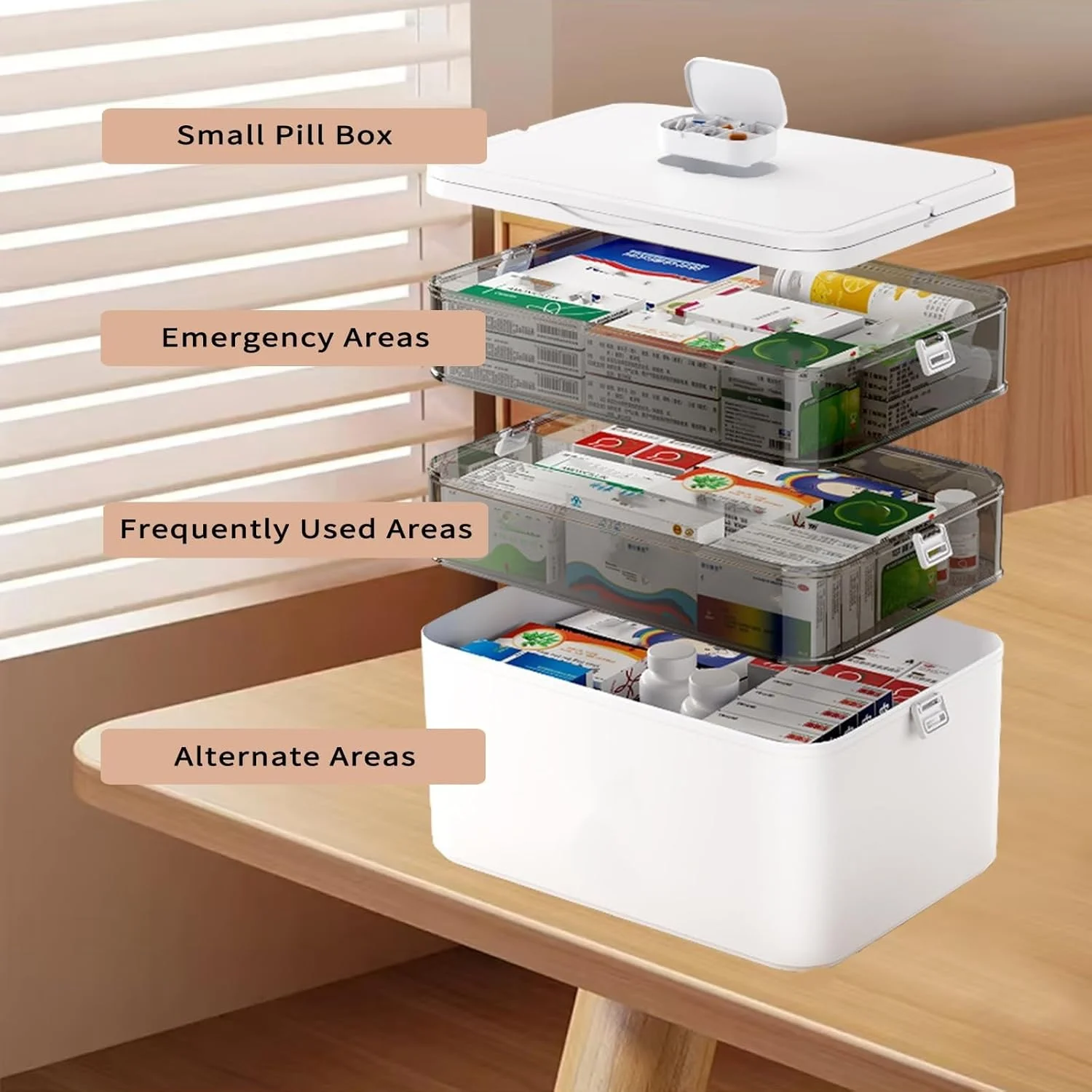 جعبه کمک های اولیه 4 طبقه ORCHID M با جعبه قرص و دسته، سازمان دهنده قابل حمل دارو با ظرفیت بزرگ و ضد رطوبت، جعبه خالی کمک های اولیه برای خانه، خوابگاه، دفتر، مسافرت جعبه کمک های اولیه 4 طبقه ORCHID M با جعبه قرص و دسته، سازمان دهنده قابل حمل دارو با ظرفیت بزرگ و ضد رطوبت، جعبه خالی کمک های اولیه برای خانه، خوابگاه، دفتر، مسافرت