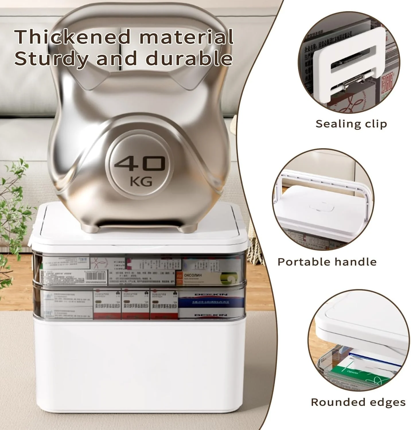 جعبه کمک های اولیه 4 طبقه ORCHID M با جعبه قرص و دسته، سازمان دهنده قابل حمل دارو با ظرفیت بزرگ و ضد رطوبت، جعبه خالی کمک های اولیه برای خانه، خوابگاه، دفتر، مسافرت جعبه کمک های اولیه 4 طبقه ORCHID M با جعبه قرص و دسته، سازمان دهنده قابل حمل دارو با ظرفیت بزرگ و ضد رطوبت، جعبه خالی کمک های اولیه برای خانه، خوابگاه، دفتر، مسافرت