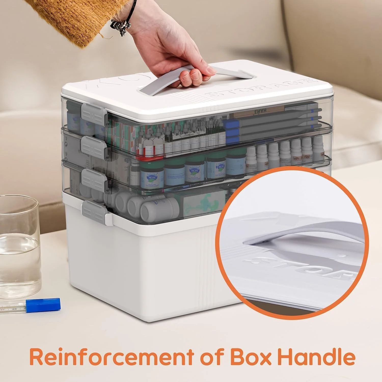 جعبه سازمان دهنده دارو با دسته، جعبه کمک های اولیه قابل حمل 3 طبقه برای قرص ها، کابینت های پزشکی جمع و جور برای استفاده در خانه، محل کار، مسافرت، ماشین و مدرسه، چند محفظه، سبک وزن جعبه سازمان دهنده دارو با دسته، جعبه کمک های اولیه قابل حمل 3 طبقه برای قرص ها، کابینت های پزشکی جمع و جور برای استفاده در خانه، محل کار، مسافرت، ماشین و مدرسه، چند محفظه، سبک وزن