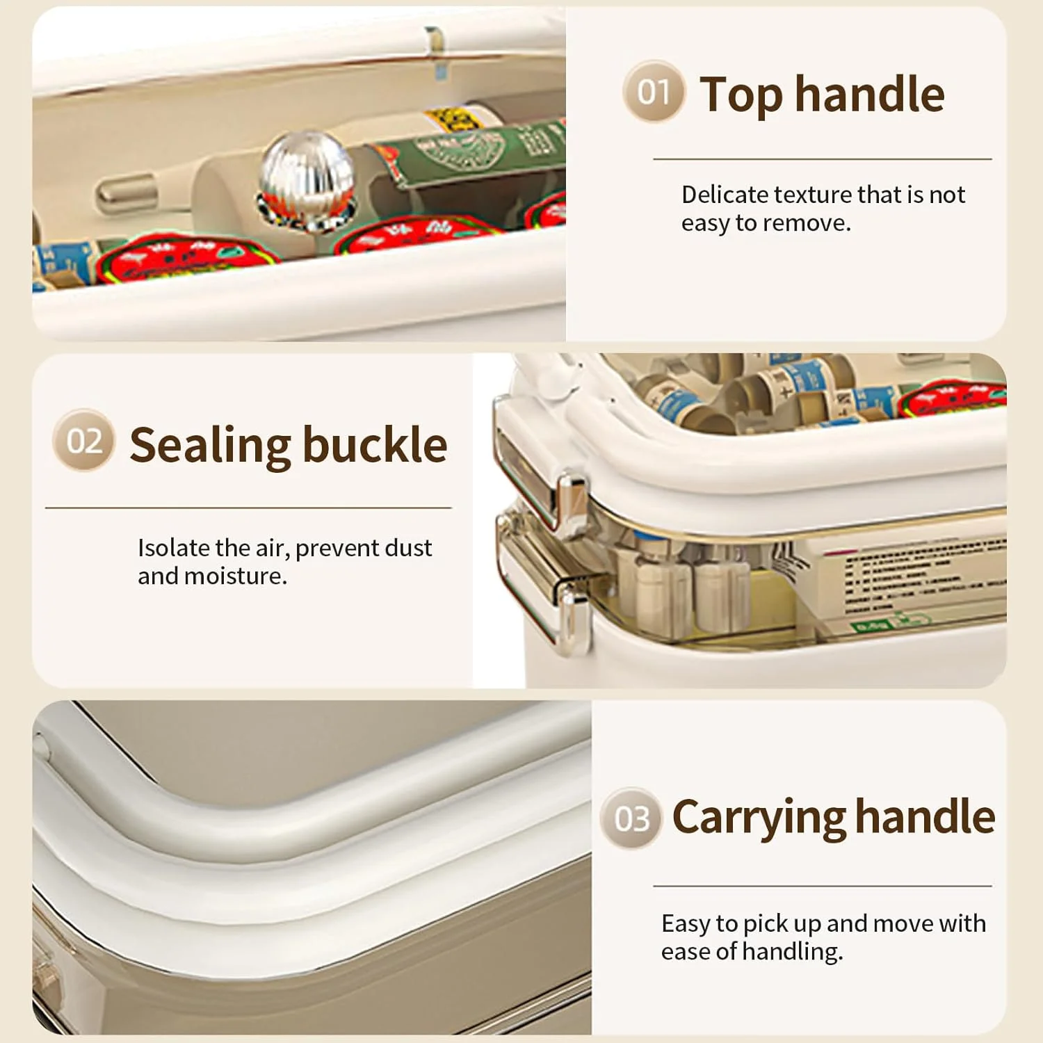 جعبه دارو OUGPIU، 4 طبقه، مستطیلی، پلاستیکی، ضد هوا، باز شدن گیره ای، 4 محفظه، جمع و جور، جعبه نگهداری چند منظوره جعبه دارو OUGPIU، 4 طبقه، مستطیلی، پلاستیکی، ضد هوا، باز شدن گیره ای، 4 محفظه، جمع و جور، جعبه نگهداری چند منظوره