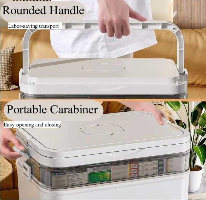 جعبه کمک های اولیه بزرگ 5 طبقه، جعبه کیت کمک های اولیه قابل حمل با دسته برای خانواده، مسافرت و مواقع اضطراری، ظرف نگهداری پلاستیکی جادار برای قرص، لوازم پزشکی و ضروریات جعبه کمک های اولیه بزرگ 5 طبقه، جعبه کیت کمک های اولیه قابل حمل با دسته برای خانواده، مسافرت و مواقع اضطراری، ظرف نگهداری پلاستیکی جادار برای قرص، لوازم پزشکی و ضروریات