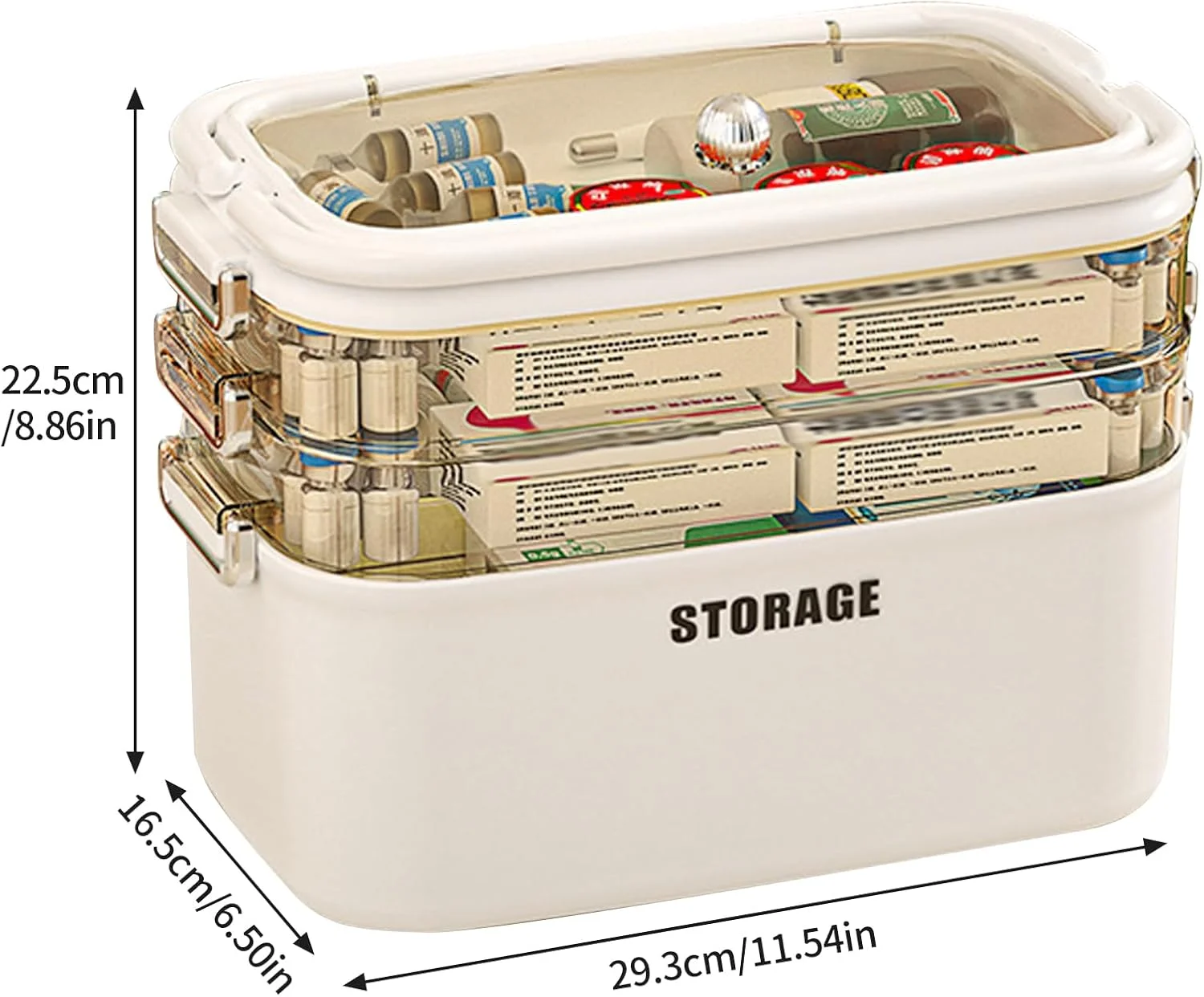 جعبه دارو OUGPIU، 4 طبقه، مستطیلی، پلاستیکی، ضد هوا، باز شدن گیره ای، 4 محفظه، جمع و جور، جعبه نگهداری چند منظوره جعبه دارو OUGPIU، 4 طبقه، مستطیلی، پلاستیکی، ضد هوا، باز شدن گیره ای، 4 محفظه، جمع و جور، جعبه نگهداری چند منظوره