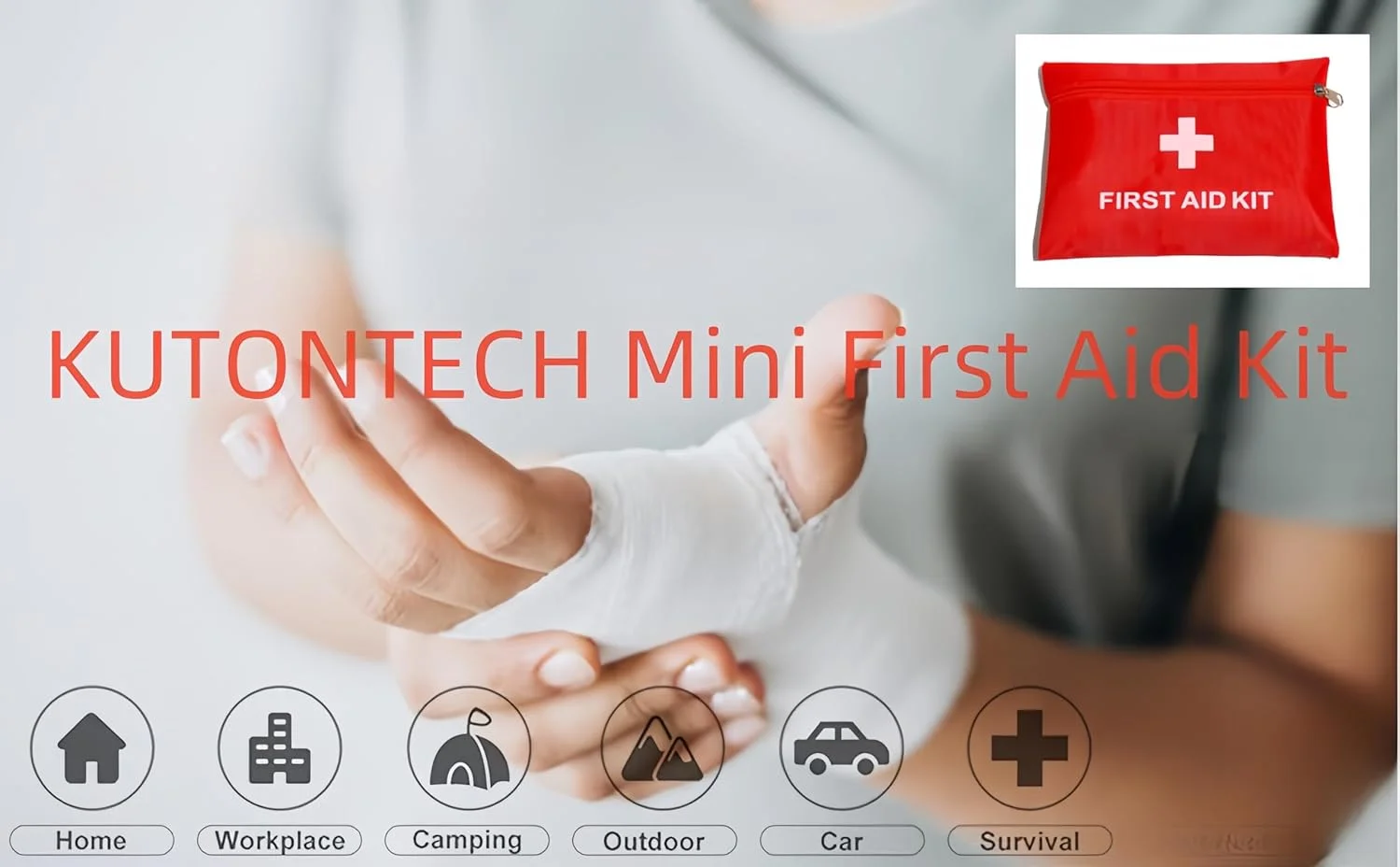 جعبه کمک های اولیه کوچک ممتاز KUTONTECH - مجموعه 28 عددی لوازم ضروری بقا برای مواقع اضطراری، مسافرت و فعالیت های خارج از منزل.