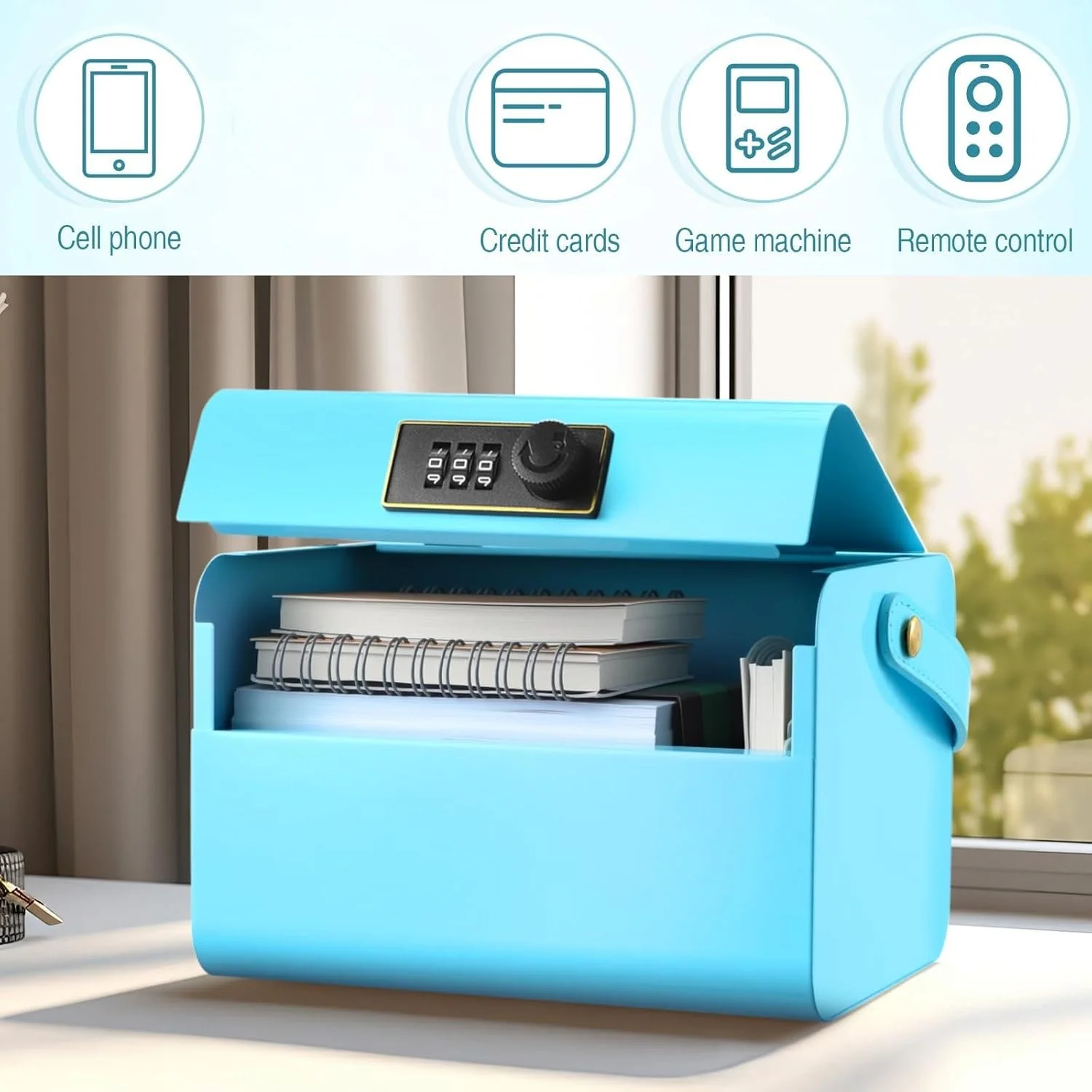 جعبه نگهداری قفل دار، گاوصندوق کابینت امنیتی با کد برای مواد غذایی قفل شده، ظرف تنقلات برای خانه، یخچال، سازماندهی اداری هدیه مسافرتی (آبی) جعبه نگهداری قفل دار، گاوصندوق کابینت امنیتی با کد برای مواد غذایی قفل شده، ظرف تنقلات برای خانه، یخچال، سازماندهی اداری هدیه مسافرتی (آبی)