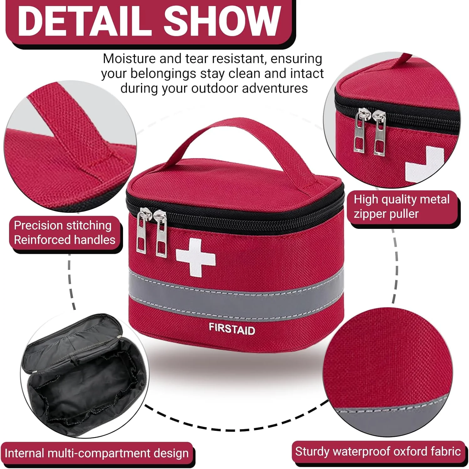 JOWILIN 2 Packs Empty First Aid Bags, 2 Size Portable Medical Kit with Handle & Double Zipper, Large Capacity Empty Medicine Carrying Case for Car, Home, Office, Travel, Camping, Hiking, Outdoor (Red) JOWILIN 2 Packs Empty First Aid Bags, 2 Size Portable Medical Kit with Handle & Double Zipper, Large Capacity Empty Medicine Carrying Case for Car, Home, Office, Travel, Camping, Hiking, Outdoor (Red)