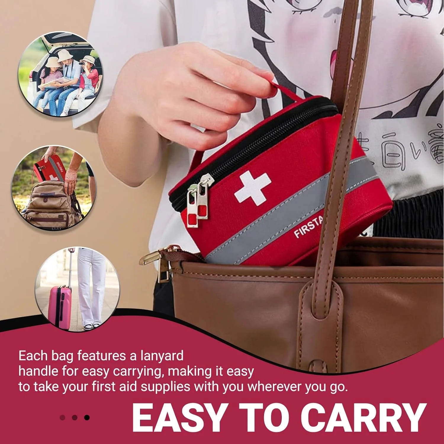 JOWILIN 2 Packs Empty First Aid Bags, 2 Size Portable Medical Kit with Handle & Double Zipper, Large Capacity Empty Medicine Carrying Case for Car, Home, Office, Travel, Camping, Hiking, Outdoor (Red) JOWILIN 2 Packs Empty First Aid Bags, 2 Size Portable Medical Kit with Handle & Double Zipper, Large Capacity Empty Medicine Carrying Case for Car, Home, Office, Travel, Camping, Hiking, Outdoor (Red)