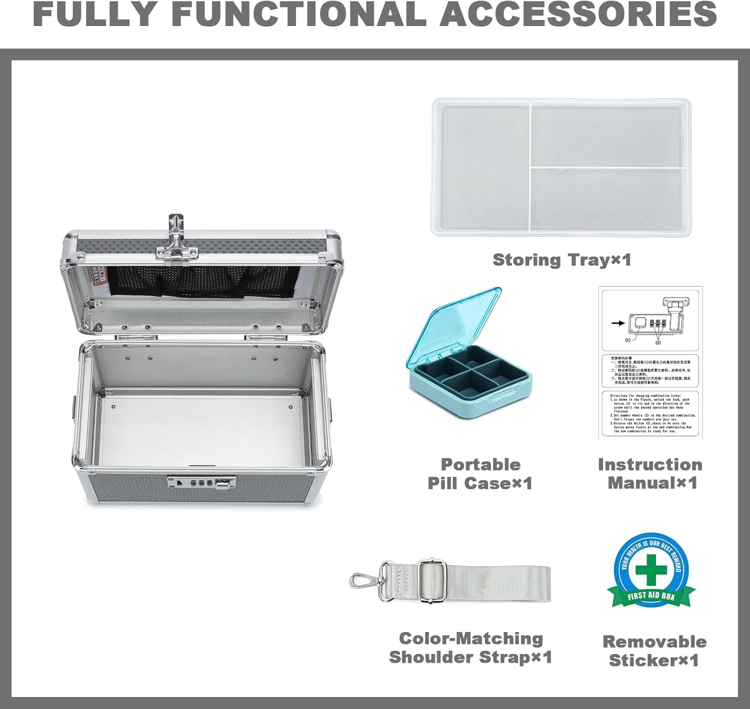 جعبه نگهداری قفل ترکیبی چند منظوره HEWEI WORKS (خاکستری، کوچک)