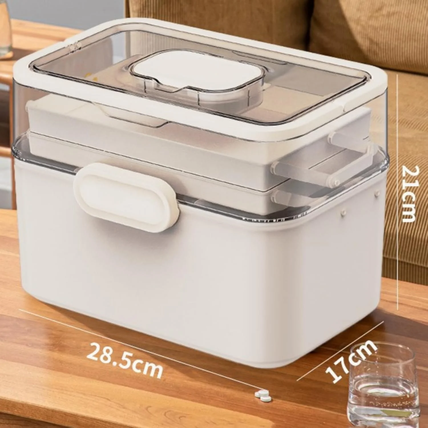HIKKY Three-Layer Medicine Storage Box Large Medicine Box Pills Organizer, Portable Medicine Cabinet First Aid Box with Compartments, Plastic Storage Box for Family, Office (Clear) HIKKY Three-Layer Medicine Storage Box Large Medicine Box Pills Organizer, Portable Medicine Cabinet First Aid Box with Compartments, Plastic Storage Box for Family, Office (Clear)