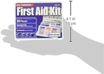 First Aid Only 112 All-Purpose First Aid Kit, 34 Pieces, 3 3/4 x 4 3/4 x 1/2, Blue/White