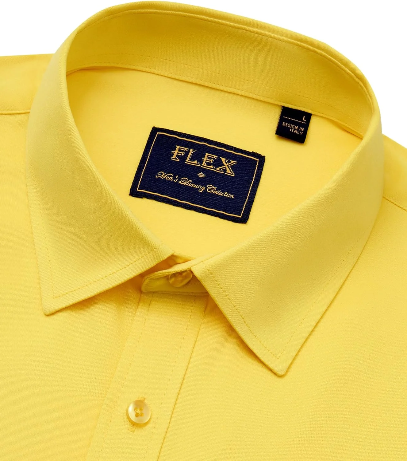 پیراهن مردانه J.VER، آستین بلند، کشی، ضد چروک، رسمی، مناسب برای کار و استفاده روزمره، دکمه دار، زرد روشن، 3XL