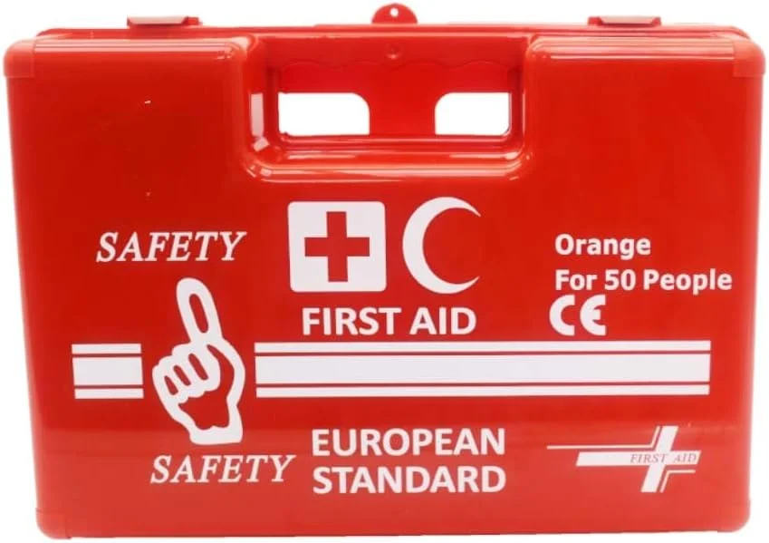 COOLBABY FIRST AID BOX - 50 PERSON | HEAVY DUTY |WITH WALL MOUNTED BRACKET & WALL STICKER | ORANGE |EUROPEAN STANDARD | RYXO SAFETY | CLEARWAY