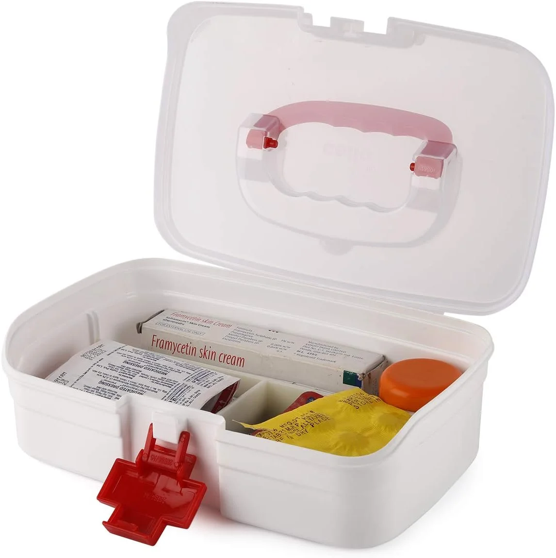 Cello Medico Small First Aid Box | BPA-Free Emergency Indoor Outdoor Medical Utility Cabinet Organizer | Light Weight & Portable Handle | Plastic Medical Box | Transparent Cello Medico Small First Aid Box | BPA-Free Emergency Indoor Outdoor Medical Utility Cabinet Organizer | Light Weight & Portable Handle | Plastic Medical Box | Transparent