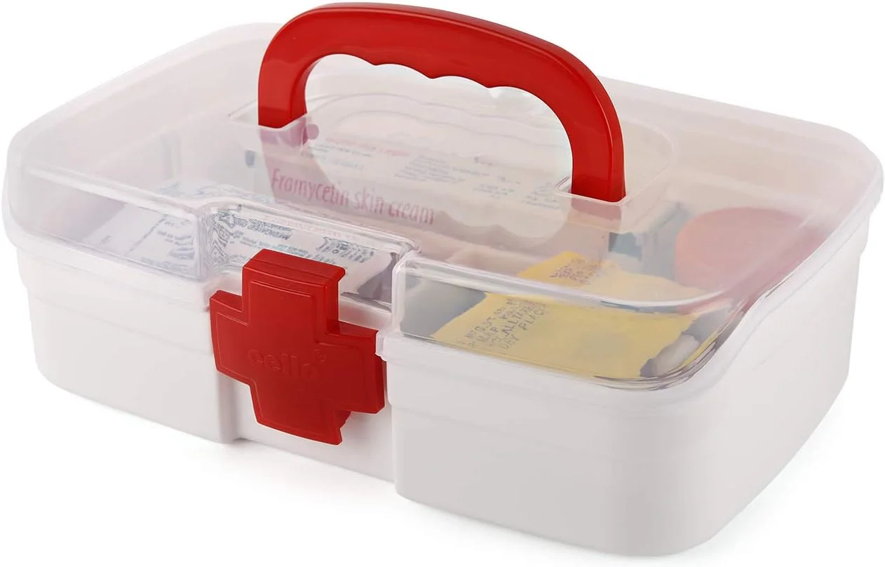 Cello Medico Small First Aid Box | BPA-Free Emergency Indoor Outdoor Medical Utility Cabinet Organizer | Light Weight & Portable Handle | Plastic Medical Box | Transparent Cello Medico Small First Aid Box | BPA-Free Emergency Indoor Outdoor Medical Utility Cabinet Organizer | Light Weight & Portable Handle | Plastic Medical Box | Transparent