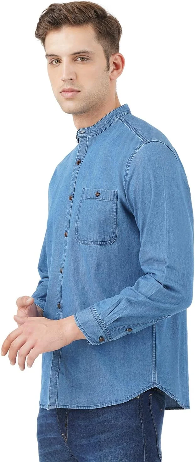 پیراهن مردانه ساده با تن خور معمولی INKD (INKSS23MJN-013_Denim Divine M)