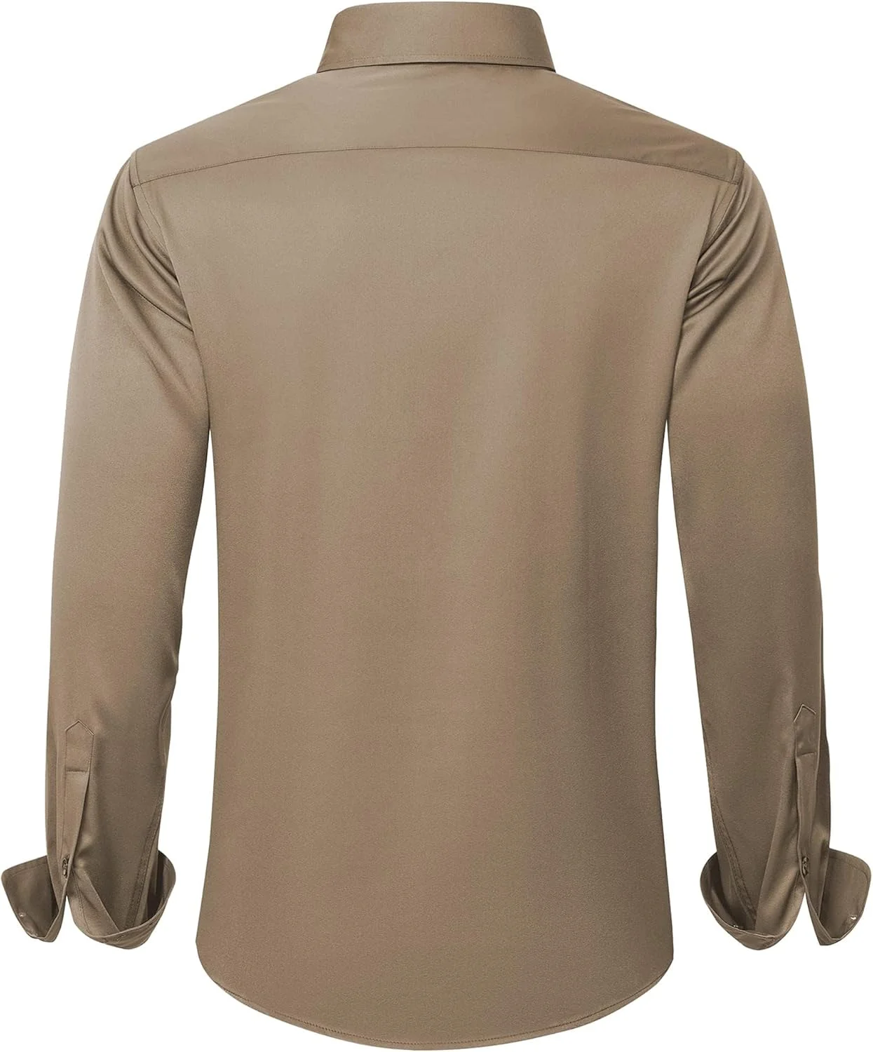 پیراهن مردانه J.VER، آستین بلند، کشی، ضد چروک، رسمی، مناسب برای کار و استفاده روزمره، دکمه دار، خاکی تیره، سایز S