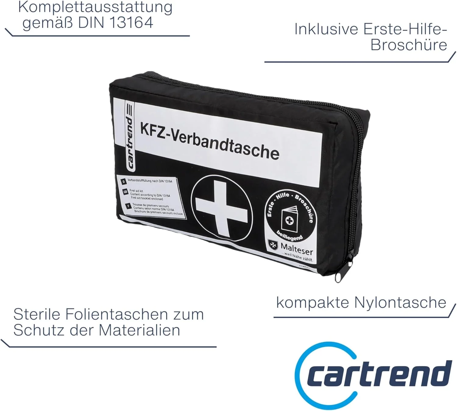 کیف کمک های اولیه Cartrend 7730043، مشکی، DIN 13164، با اقدامات اضطراری کمک های اولیه "Malteser" - مشکی کیف کمک های اولیه Cartrend 7730043، مشکی، DIN 13164، با اقدامات اضطراری کمک های اولیه "Malteser" - مشکی