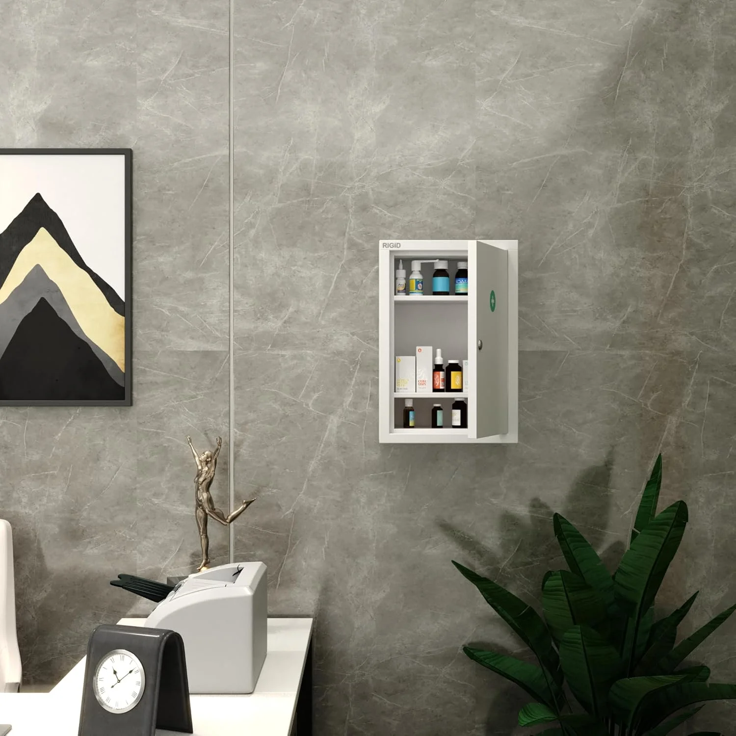 جعبه کمک های اولیه فلزی RIGID. کابینت اورژانس پزشکی دیواری با 3 محفظه جادار