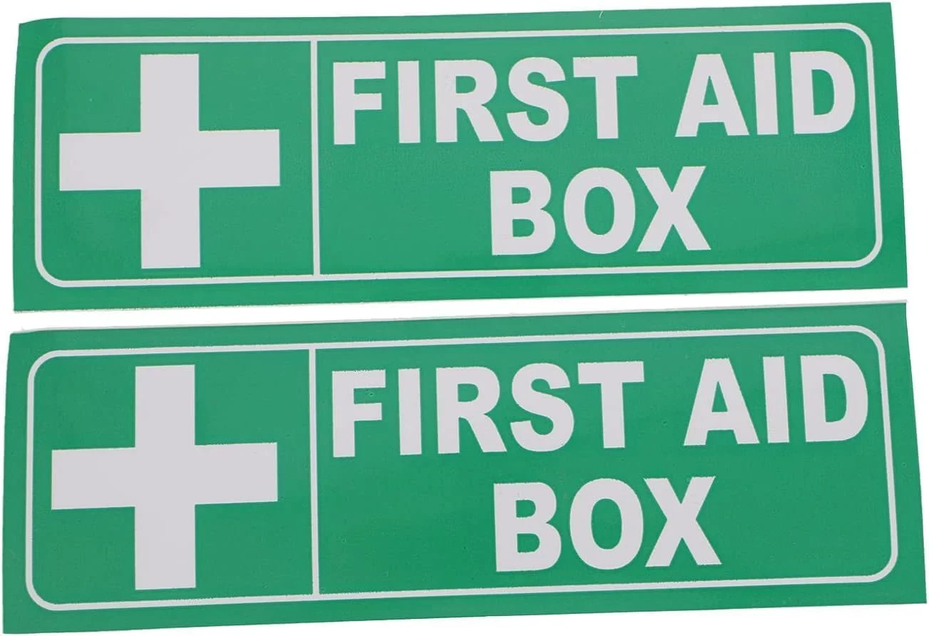 BPA® First Aid Box Sign Sticker Decal - Easy To Mount Weather Resistant Long Lasting Ink, 15x50 cm