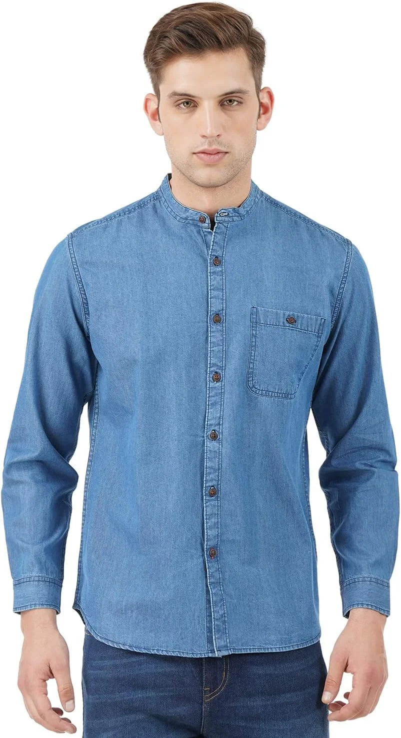 پیراهن مردانه ساده با تن خور معمولی INKD (INKSS23MJN-013_Denim Divine XL)