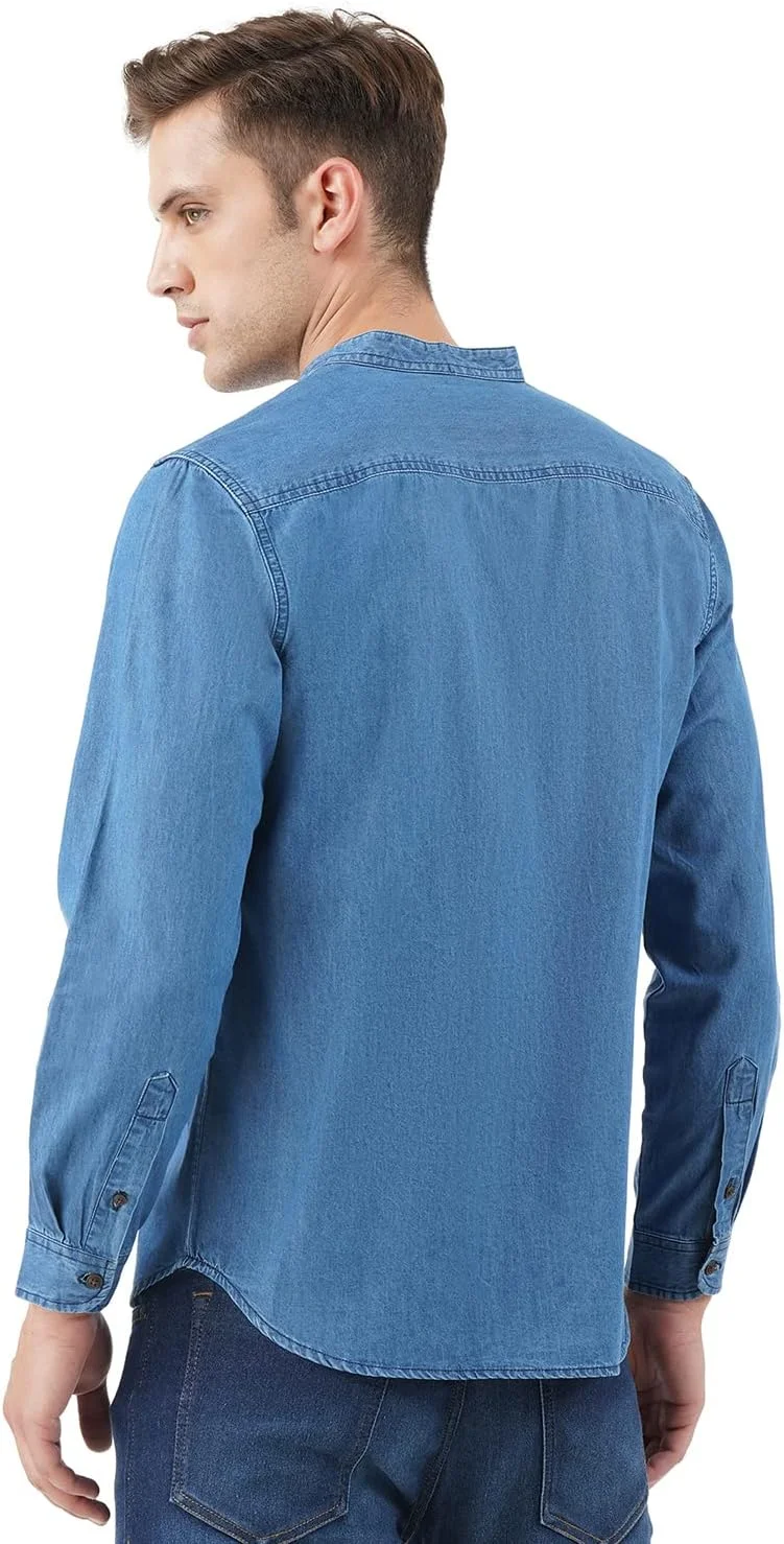 پیراهن مردانه ساده با تن خور معمولی INKD (INKSS23MJN-013_Denim Divine XL)
