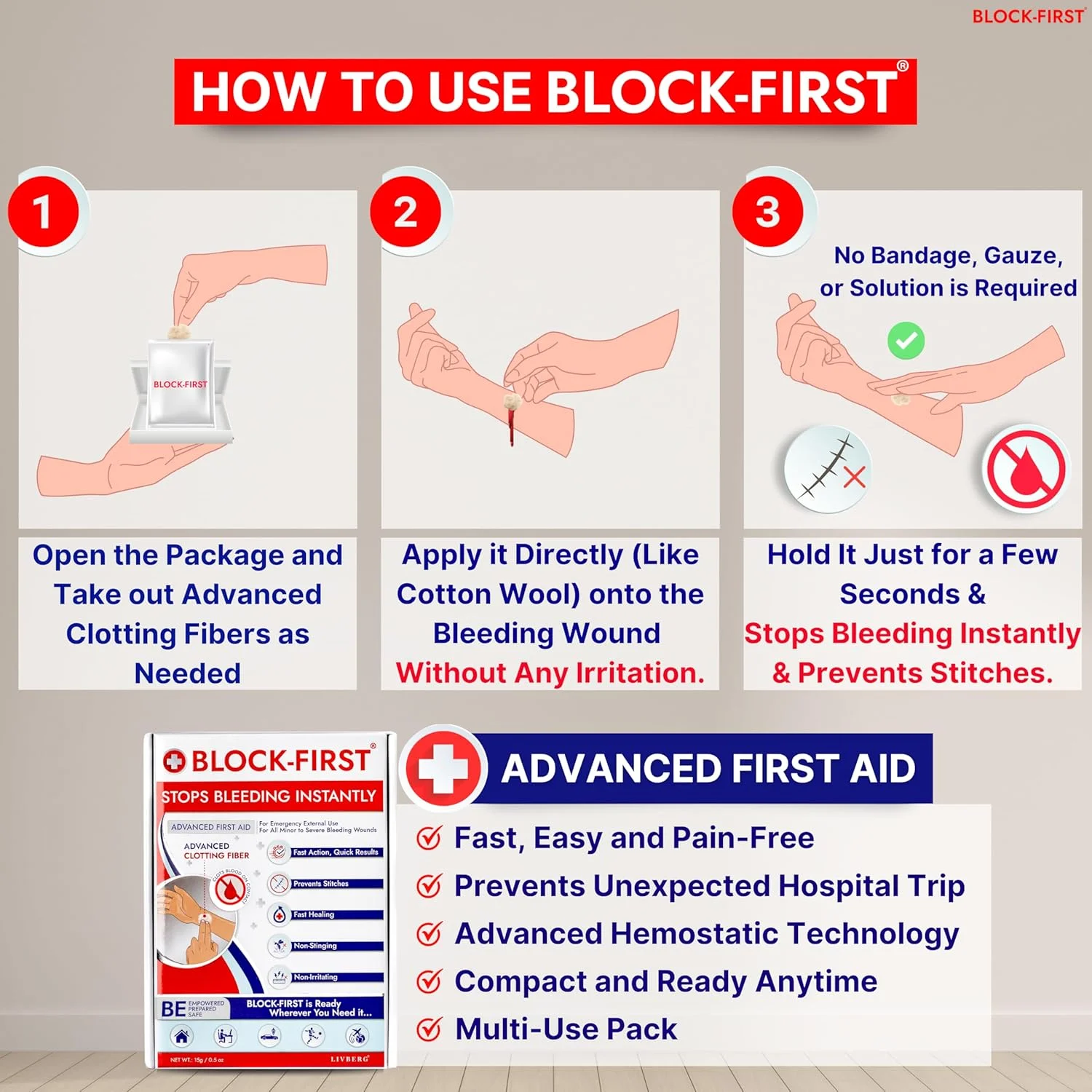 جعبه کمک های اولیه پیشرفته BLOCK-FIRST - بند آوردن فوری خونریزی و جلوگیری از بخیه، جعبه کمک های اولیه اضطراری برای خانه، دفتر، مسافرت، ماشین، ورزش، فضای باز، بسته چند منظوره برای بریدگی، زخم و جراحات جعبه کمک های اولیه پیشرفته BLOCK-FIRST - بند آوردن فوری خونریزی و جلوگیری از بخیه، جعبه کمک های اولیه اضطراری برای خانه، دفتر، مسافرت، ماشین، ورزش، فضای باز، بسته چند منظوره برای بریدگی، زخم و جراحات