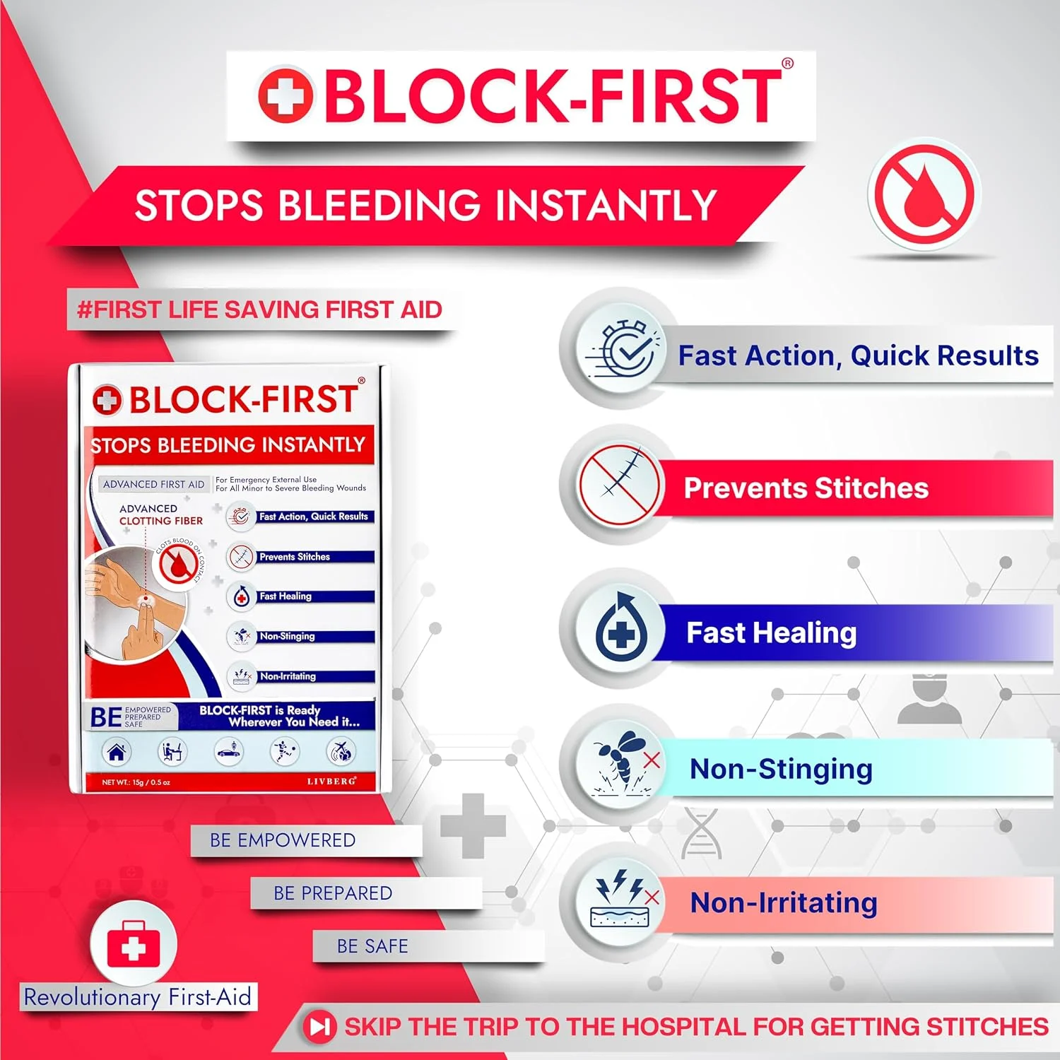 جعبه کمک های اولیه پیشرفته BLOCK-FIRST - بند آوردن فوری خونریزی و جلوگیری از بخیه، جعبه کمک های اولیه اضطراری برای خانه، دفتر، مسافرت، ماشین، ورزش، فضای باز، بسته چند منظوره برای بریدگی، زخم و جراحات جعبه کمک های اولیه پیشرفته BLOCK-FIRST - بند آوردن فوری خونریزی و جلوگیری از بخیه، جعبه کمک های اولیه اضطراری برای خانه، دفتر، مسافرت، ماشین، ورزش، فضای باز، بسته چند منظوره برای بریدگی، زخم و جراحات