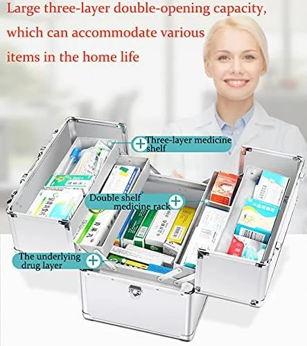 جعبه کمک های اولیه AOSHEN، کابینت دارویی کودکان، جعبه کمک های اولیه آلومینیومی، جعبه نگهداری داروی چند لایه خانگی، جعبه پزشکی آمبولانس (نقره ای) جعبه کمک های اولیه AOSHEN، کابینت دارویی کودکان، جعبه کمک های اولیه آلومینیومی، جعبه نگهداری داروی چند لایه خانگی، جعبه پزشکی آمبولانس (نقره ای)