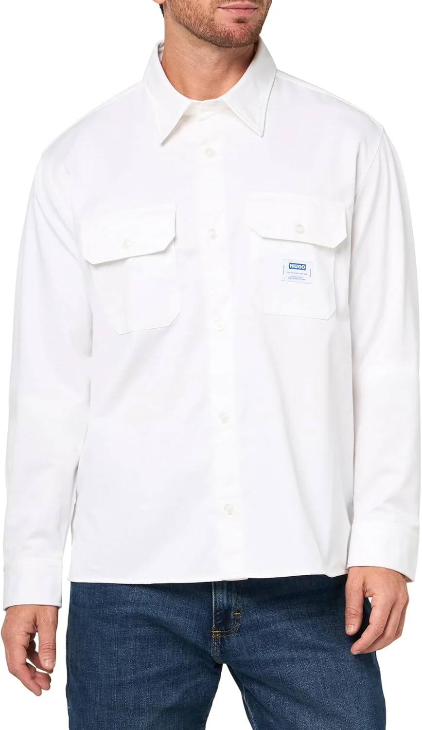 اورشرت مردانه HUGO مدل کتان توییل با تکه دوزی بافته شده