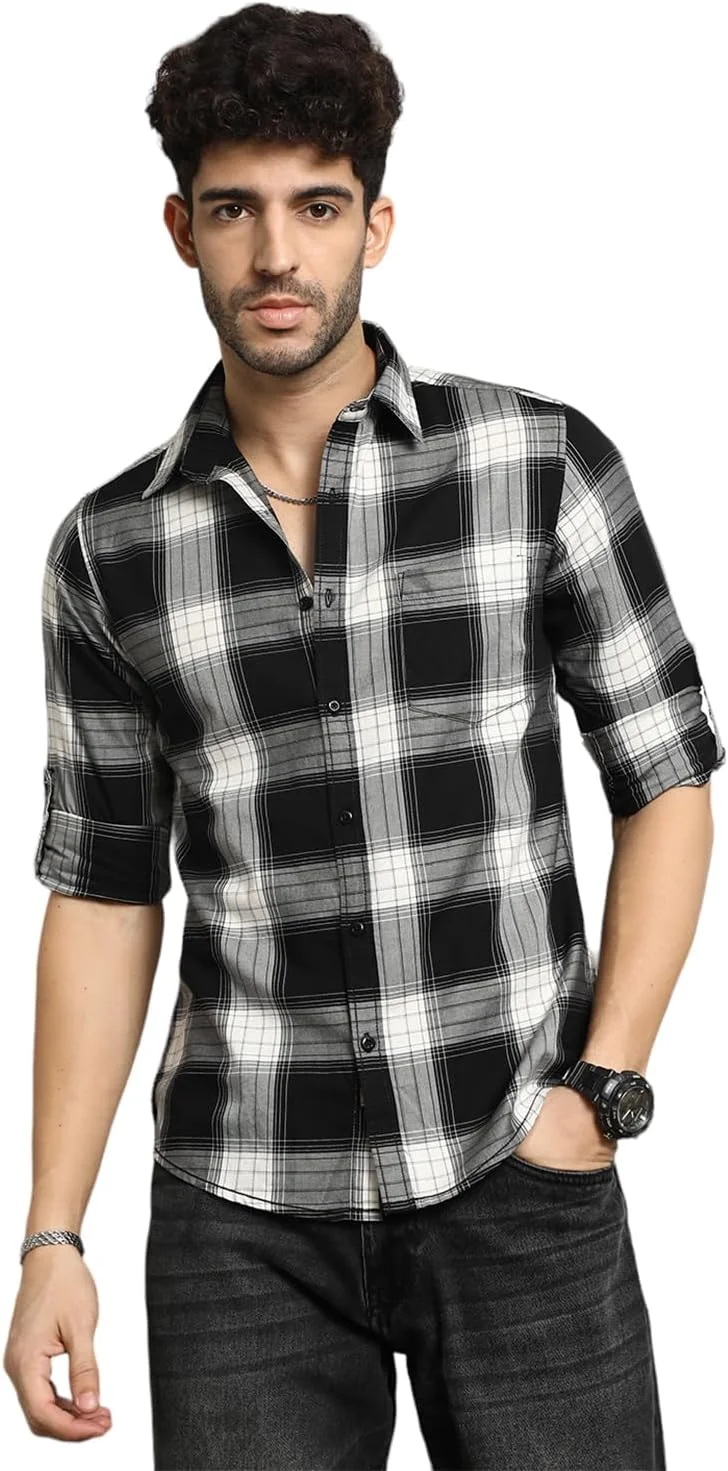 پیراهن مردانه HIGH STAR با طرح هندسی و برش معمولی