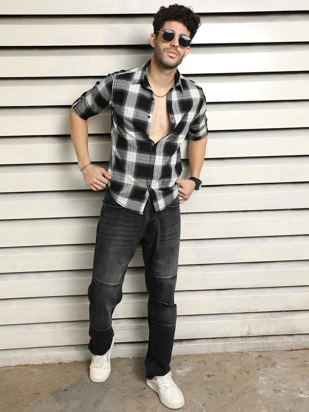 پیراهن مردانه HIGH STAR با طرح هندسی و برش معمولی