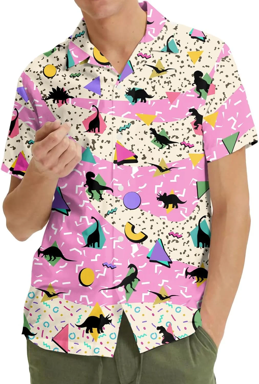 پیراهن هاوایی آدم فضایی نئونی HIHI GLOBAL برای مردان و زنان، پیراهن آستین کوتاه دکمه دار آدم فضایی