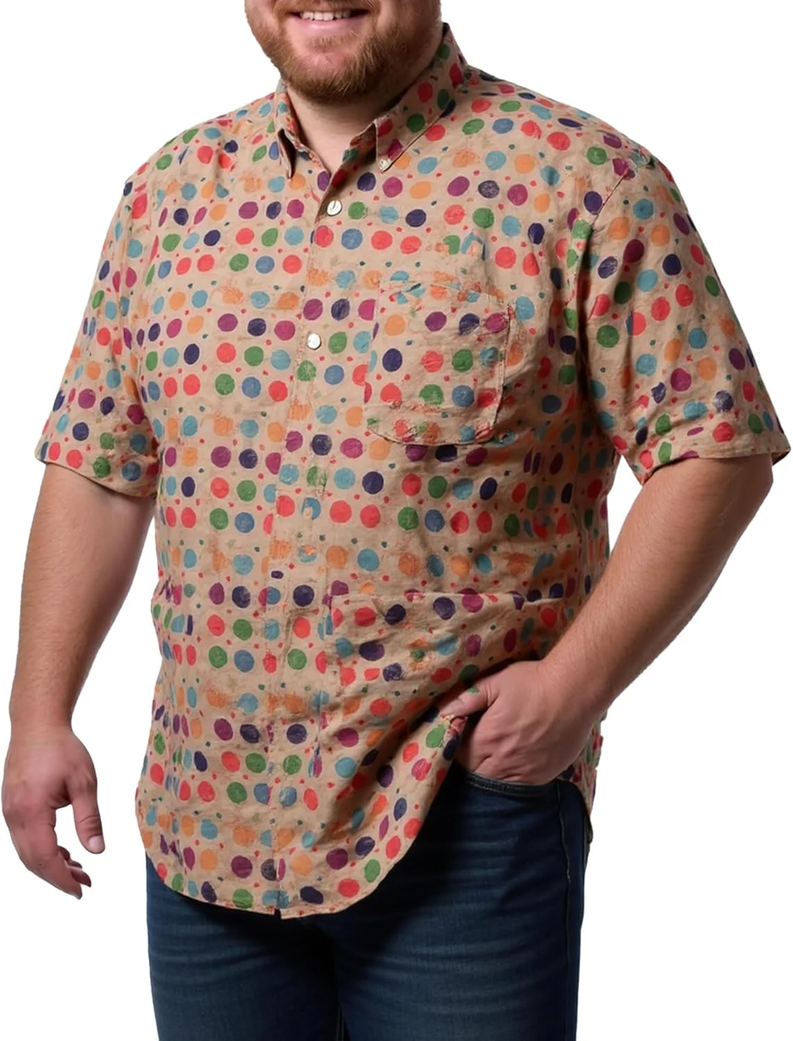پیراهن مردانه هاوایی SEAUR آستین کوتاه جیب دار طرح تابستانی دکمه دار ساحلی