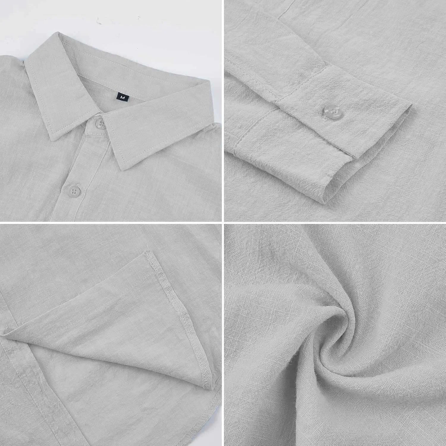 پیراهن مردانه لینن Halfword، پیراهن های ساحلی غیر رسمی، آستین بلند، دکمه دار، مناسب تعطیلات تابستانی و مجالس عروسی، خاکستری، XXL پیراهن مردانه لینن Halfword، پیراهن های ساحلی غیر رسمی، آستین بلند، دکمه دار، مناسب تعطیلات تابستانی و مجالس عروسی، خاکستری، XXL