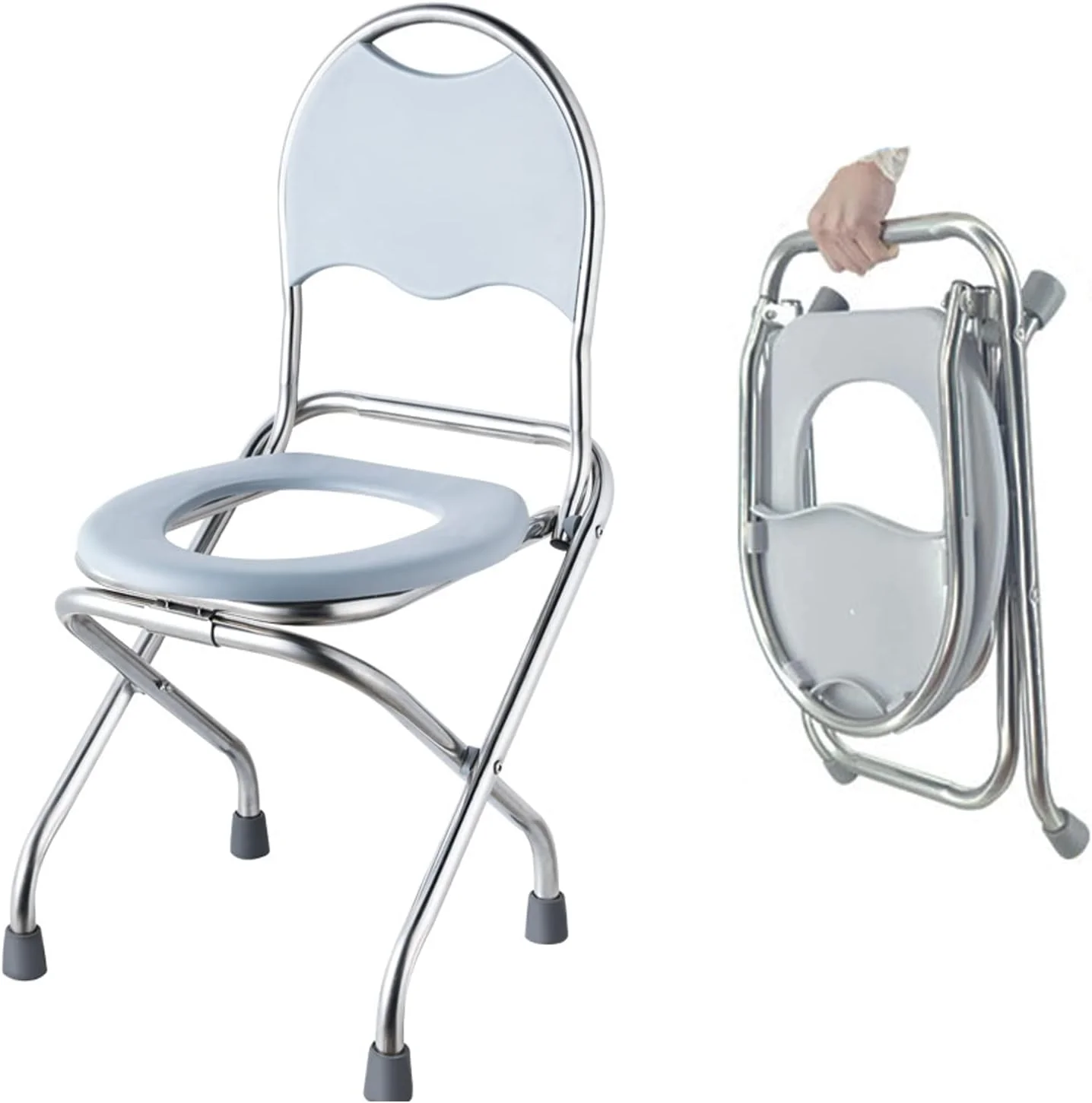 U-HOOME Portable Toilet Commode Chair, Portable Camping Toilet for Adults, Stainless Steel Portable Foldable Toilet for Car Camping Travel Toilet,Portable Potty for Adults Perfect for Outdoor Living